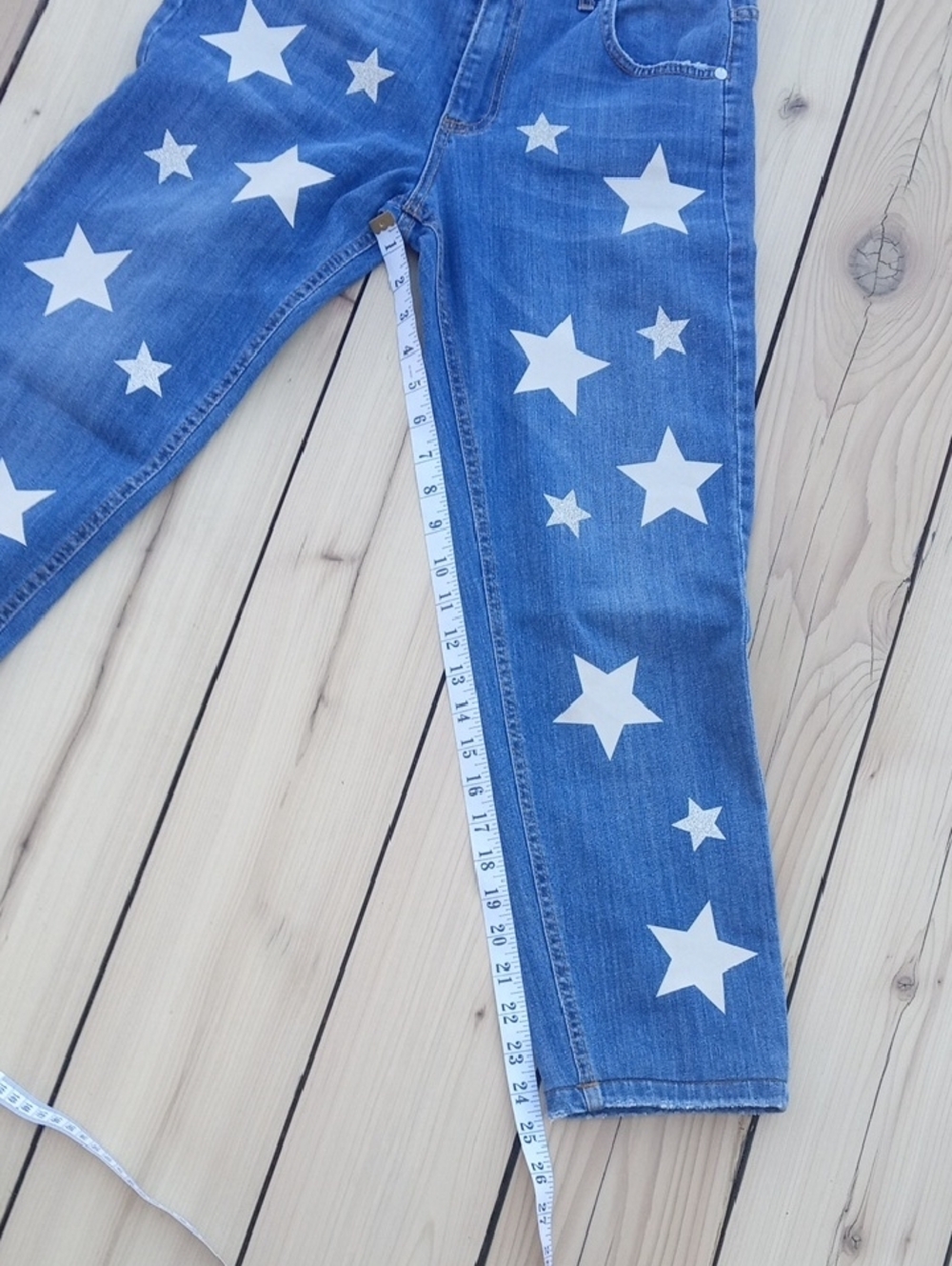 Rinascimento Denim Jeans with White Star Print - Picture 12 of 13